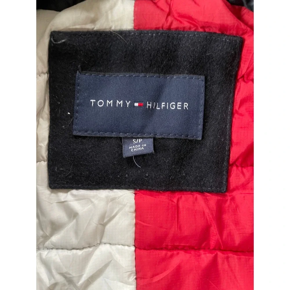 Tommy Hilfiger Duffle‎ Coat Mens Small Navy Blue Wool Blend Toggle Hooded Jacket